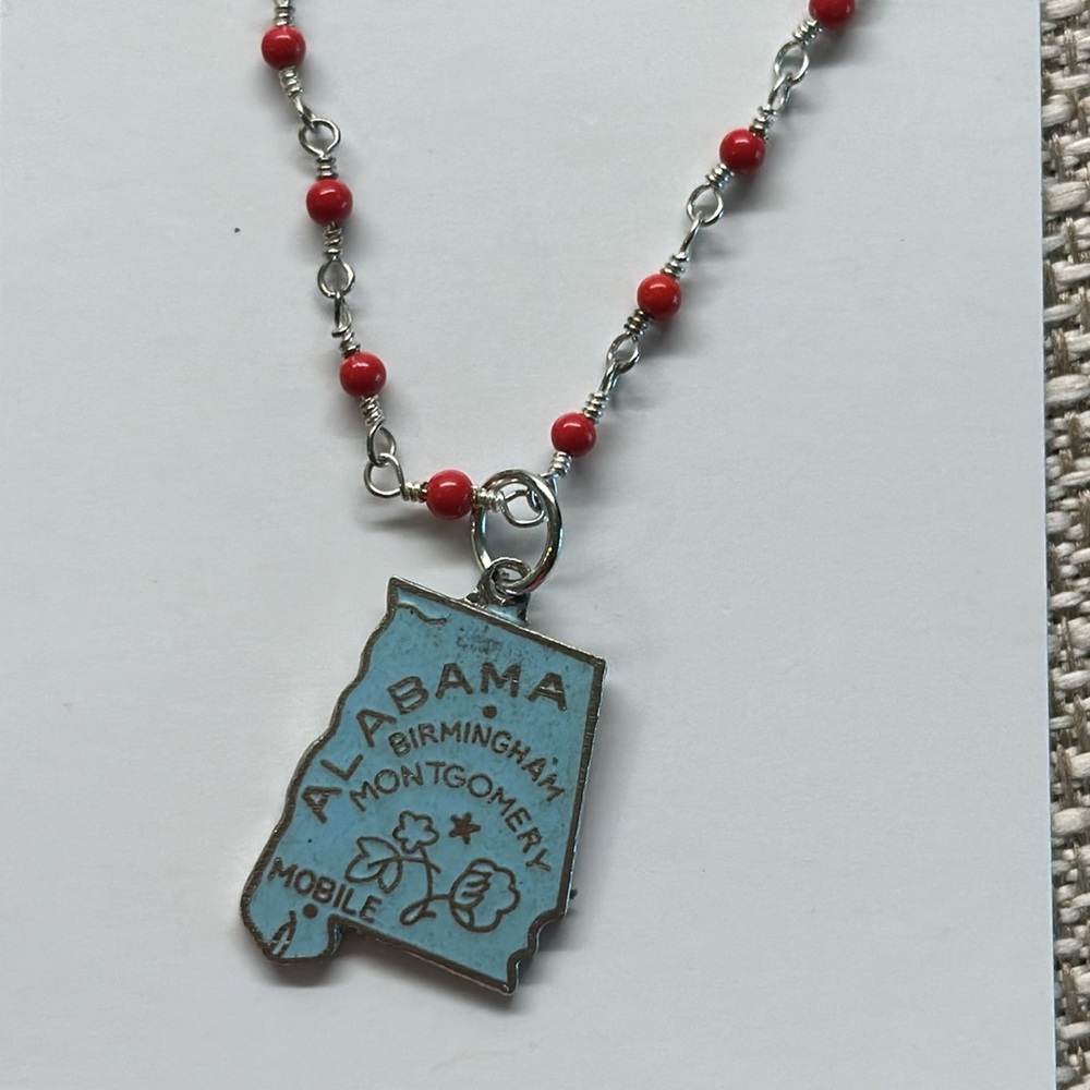 Handmade by Violette Grace State Charm Necklace Alabama #101